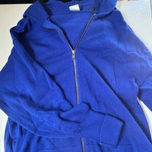 CAbi Blue Zip Up Sweater Sporty Fleece